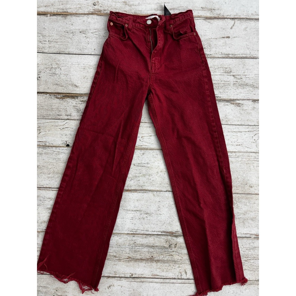 Zara Red Signature The 90's Full Length Denim Jeans Straight Leg Size‎ 2 Cotton